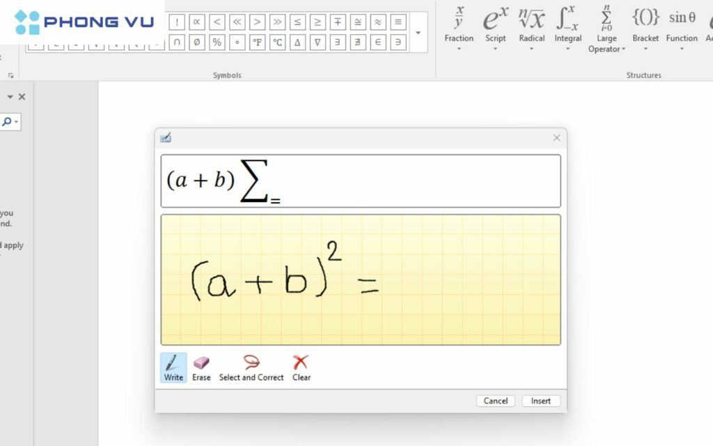 Viết công thức toán học bằng Ink Equation