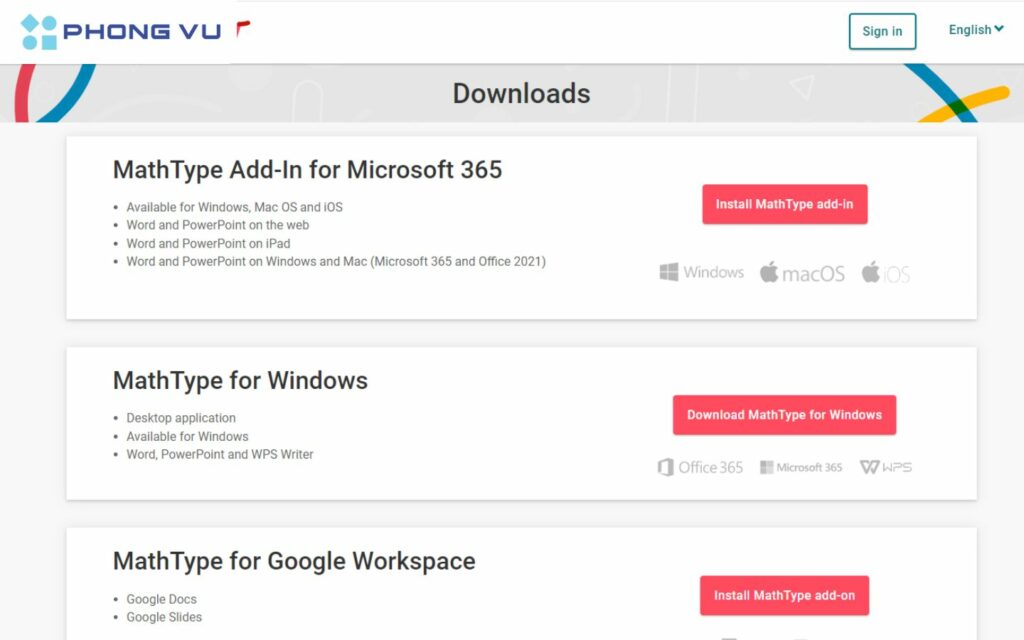 Tải về phần mềm MathType