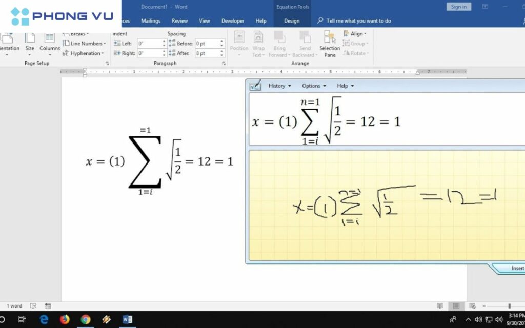 Viết công thức toán học trong Word