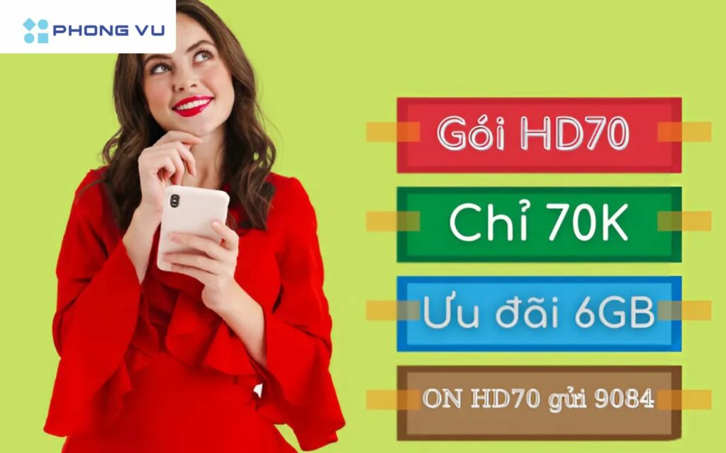 HD70 là một gói cước 4G có giá 70.000đ được sử dụng trong vòng 30 ngày