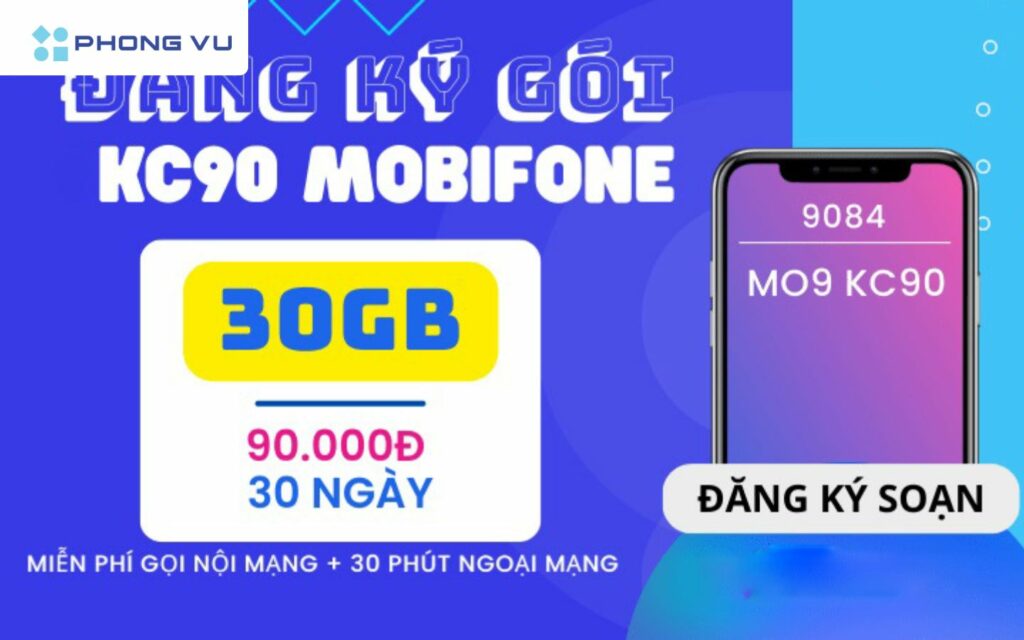 Khi thực hiện thành công đăng ký gói cước KC90 MobiFone thành công, bạn không chỉ được nhận 30GB Data/tháng