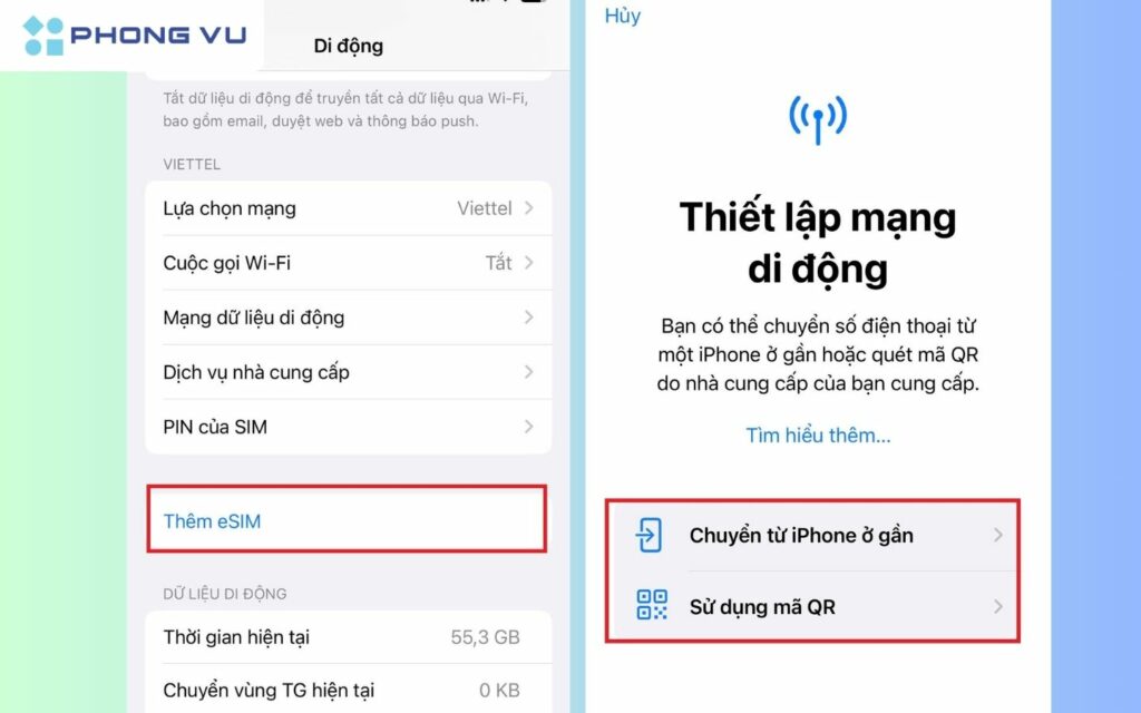 Chuyển đổi eSIM trên iPhone