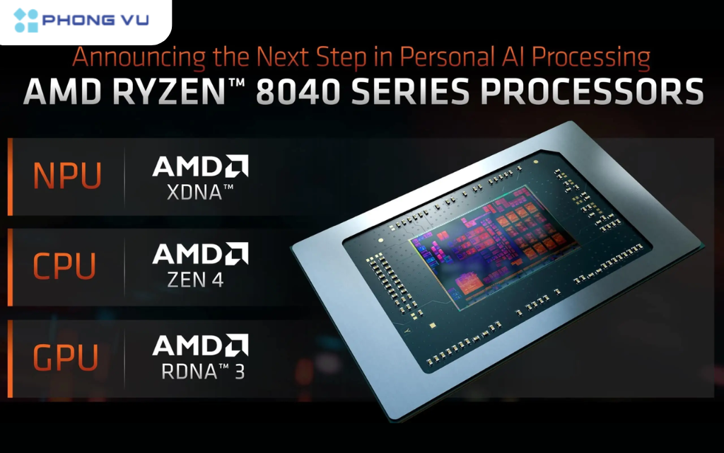 Ryzen 8040 series được trang bị Ryzen AI thế hệ mới, mạnh mẽ và hỗ trợ nhiều tác vụ AI hơn