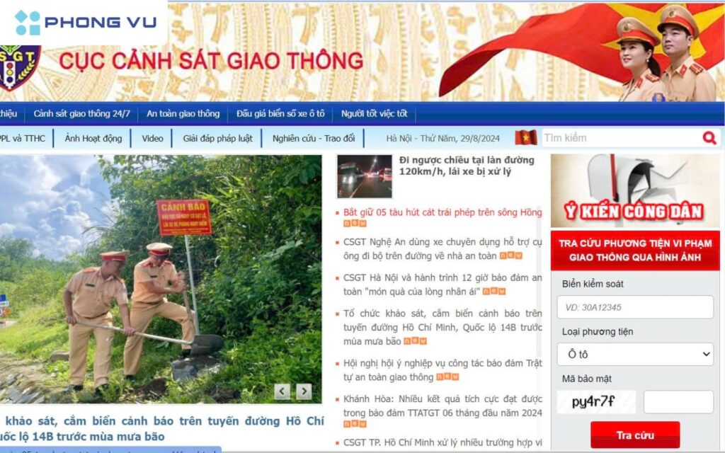 Tra cứu phạt nguội ô tô bằng hình ảnh tại website cục cảnh sát giao thông