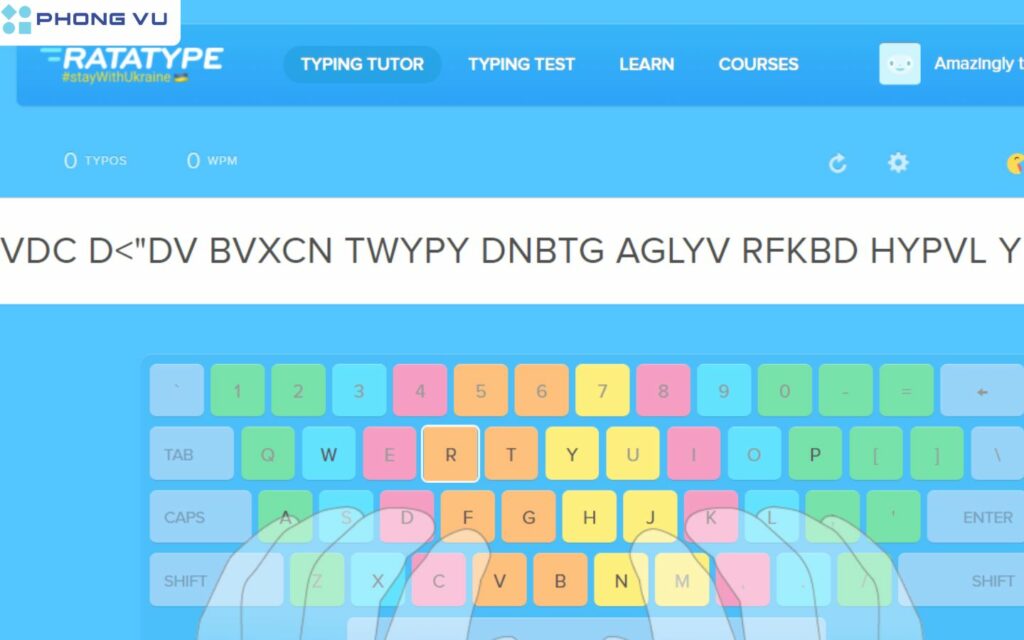 website Ratatype tập gõ 10 ngón miễn phí