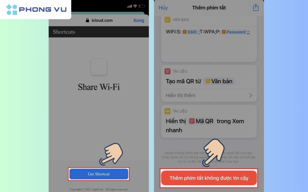 Thêm mật khẩu Wi-Fi của bạn vào phím tắt