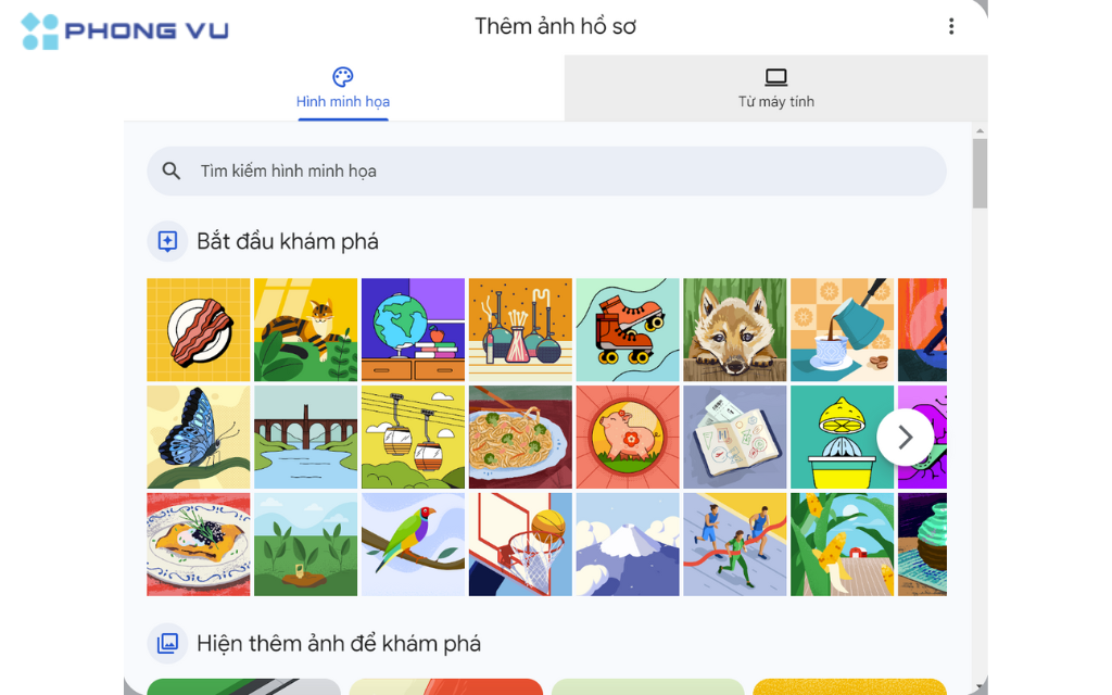 Bạn có thể sử dụng ảnh có sẵn của Gmail