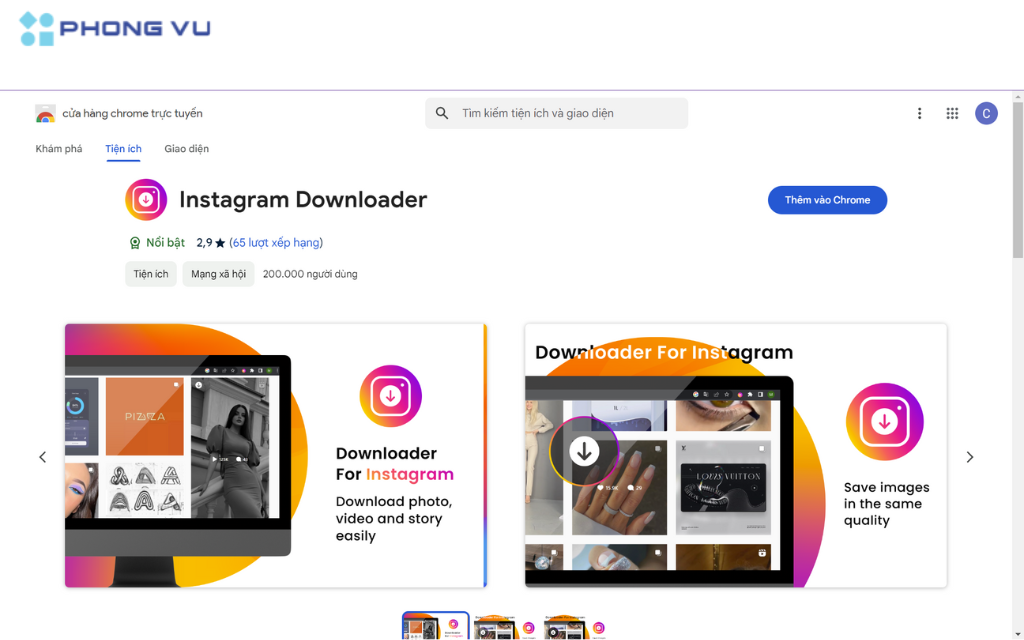 Cho phép bạn tải ảnh và video từ Instagram chỉ với một cú nhấp chuột