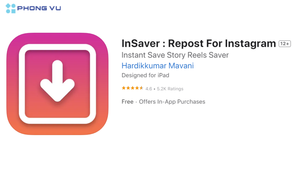 Tải và truy cập ứng dụng InSaver for Instagram trên iOS để có thể tải ảnh về điện thoại