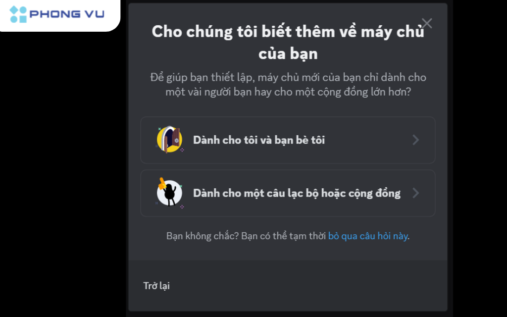 Chọn đối tượng cho máy chủ của bạn