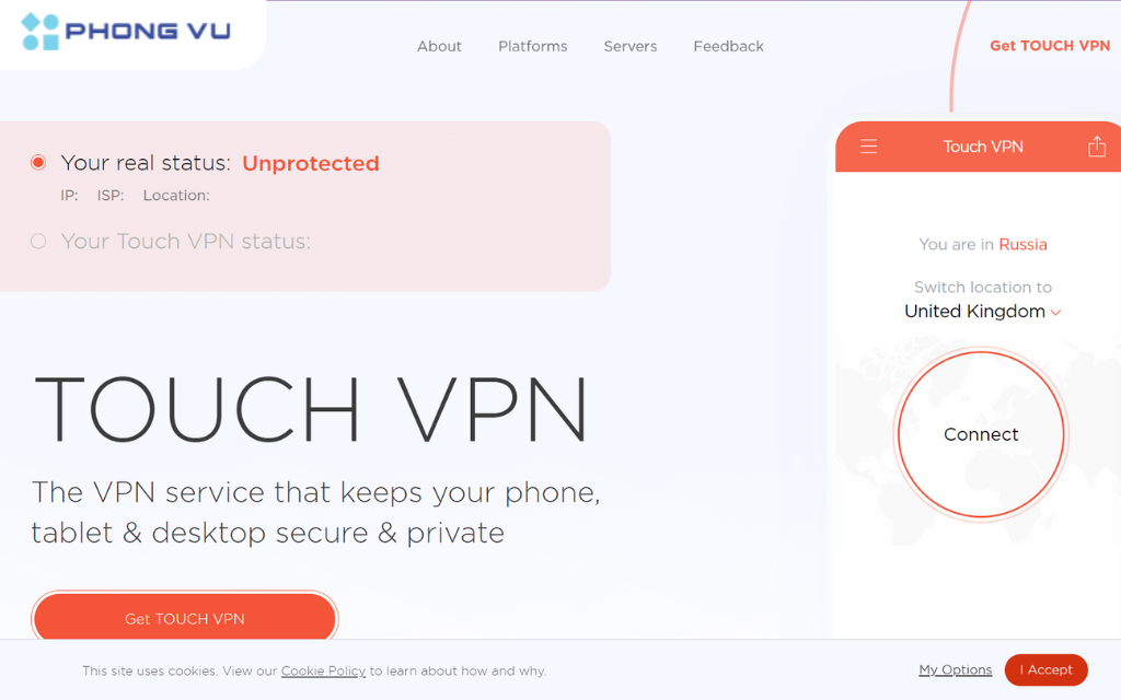 Vào website của Touch VPN để có thể tải app cho máy tính của bạn