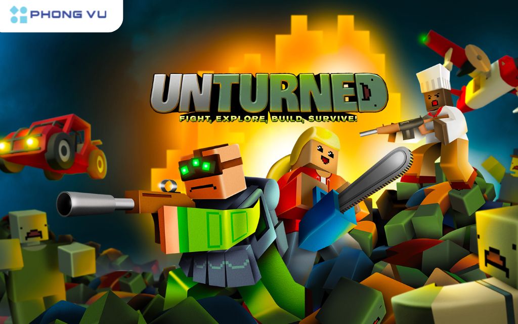 Chống lại zombie với đồ họa khối hộp tại Unturned 