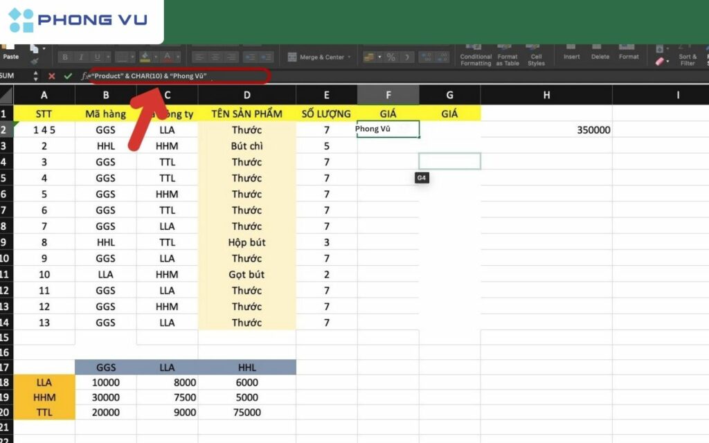 xuong dong trong excel 4