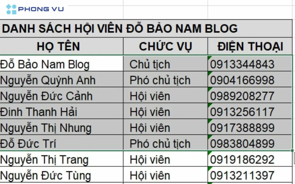 Cách đơn giản và trực quan nhất để tính tổng trong Excel là tô đen những ô liền kề nhau. 