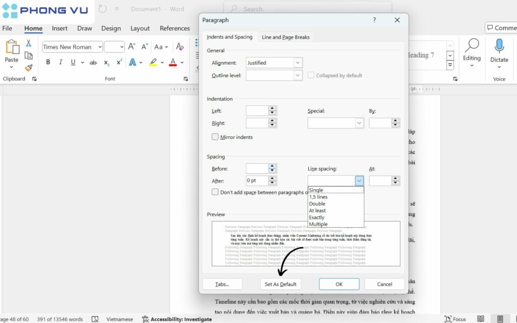 cách giãn dòng trong word cho toàn bộ văn bản