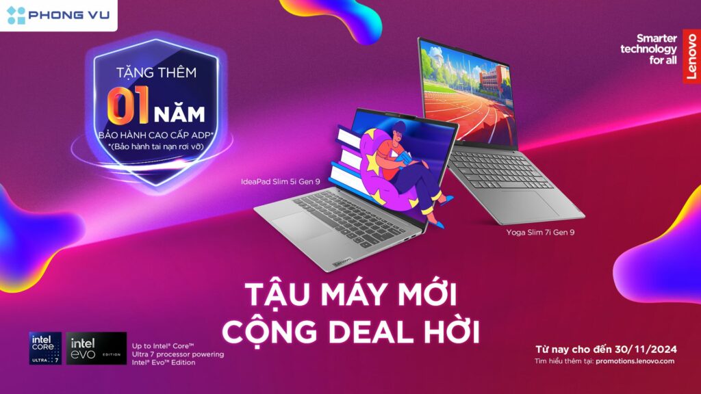 Mua laptop Lenovo tại Phong Vũ nhận 1 năm bảo hành ADP trị giá 1,1 triệu đồng