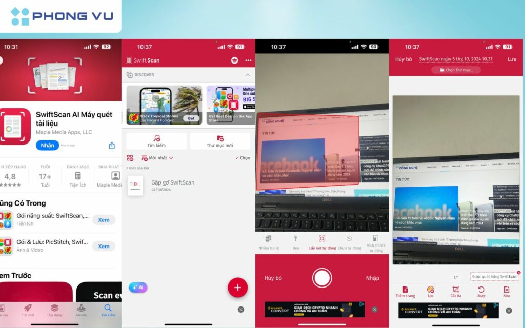 Scan trên iPhone bằng ứng dụng SwiftScan