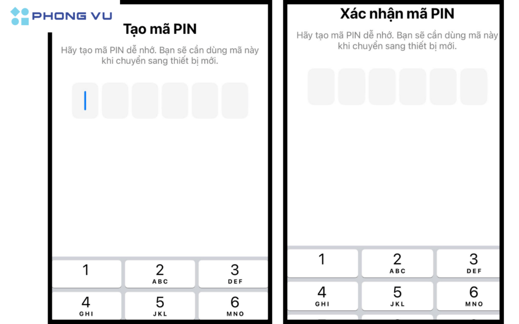 Nhập lại mã PIN 