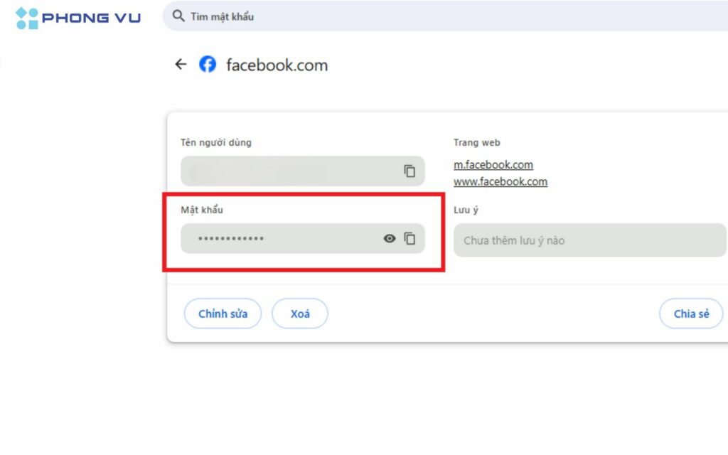 Tìm và chọn vào ứng dụng Facebook để xem mật khẩu