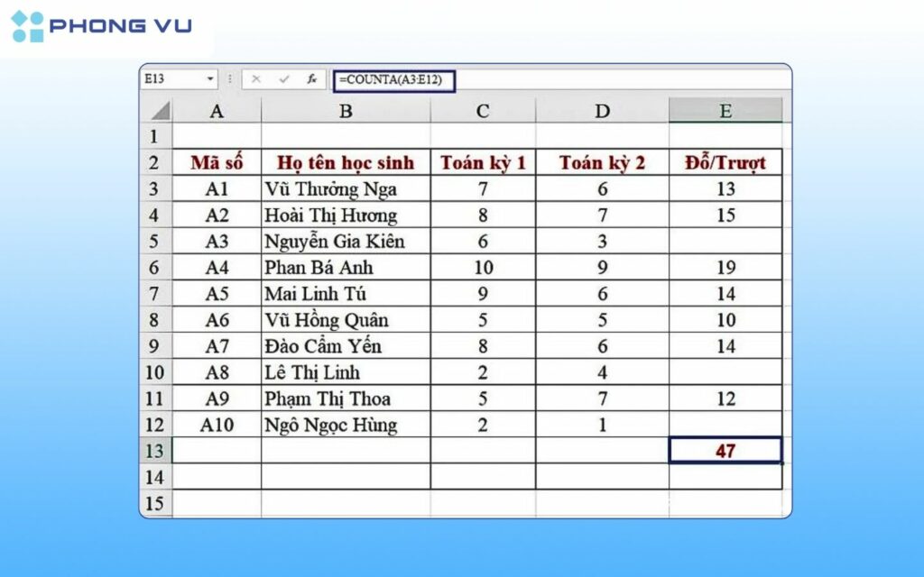 ham dem co dieu kien trong excel 2