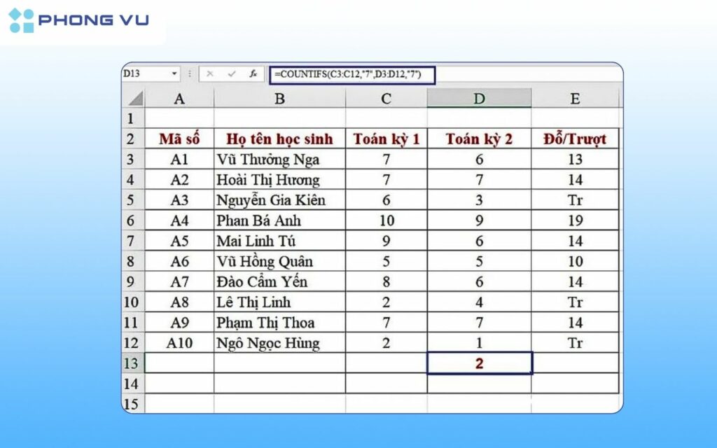 ham dem co dieu kien trong excel 4