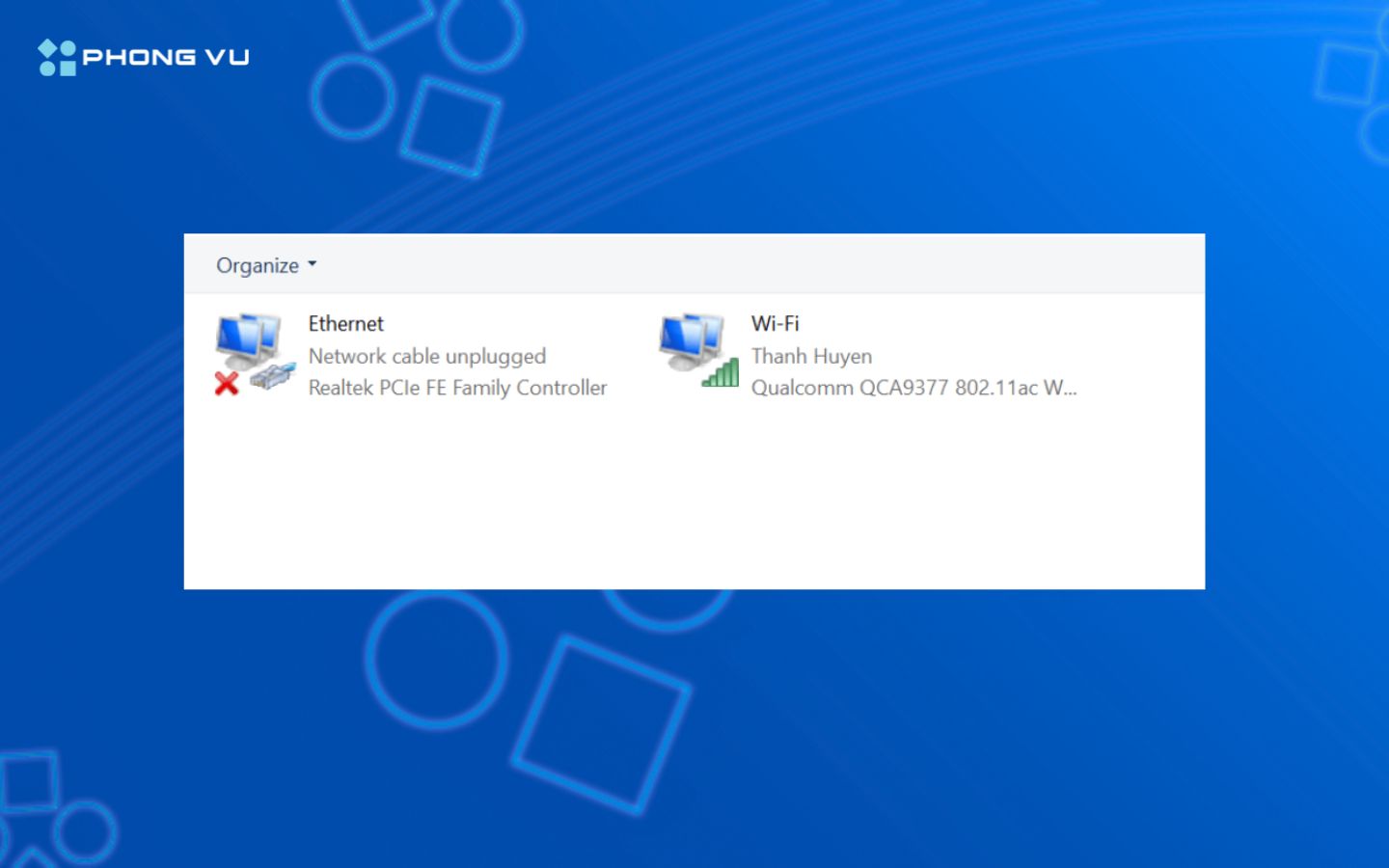 Nếu biểu tượng Wi-Fi hiển thị màu xám, nhấn chuột phải và chọn “Connect” để kết nối lại mạng.