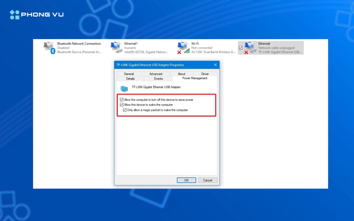 Nhấn Configure để vào cài đặt card mạng