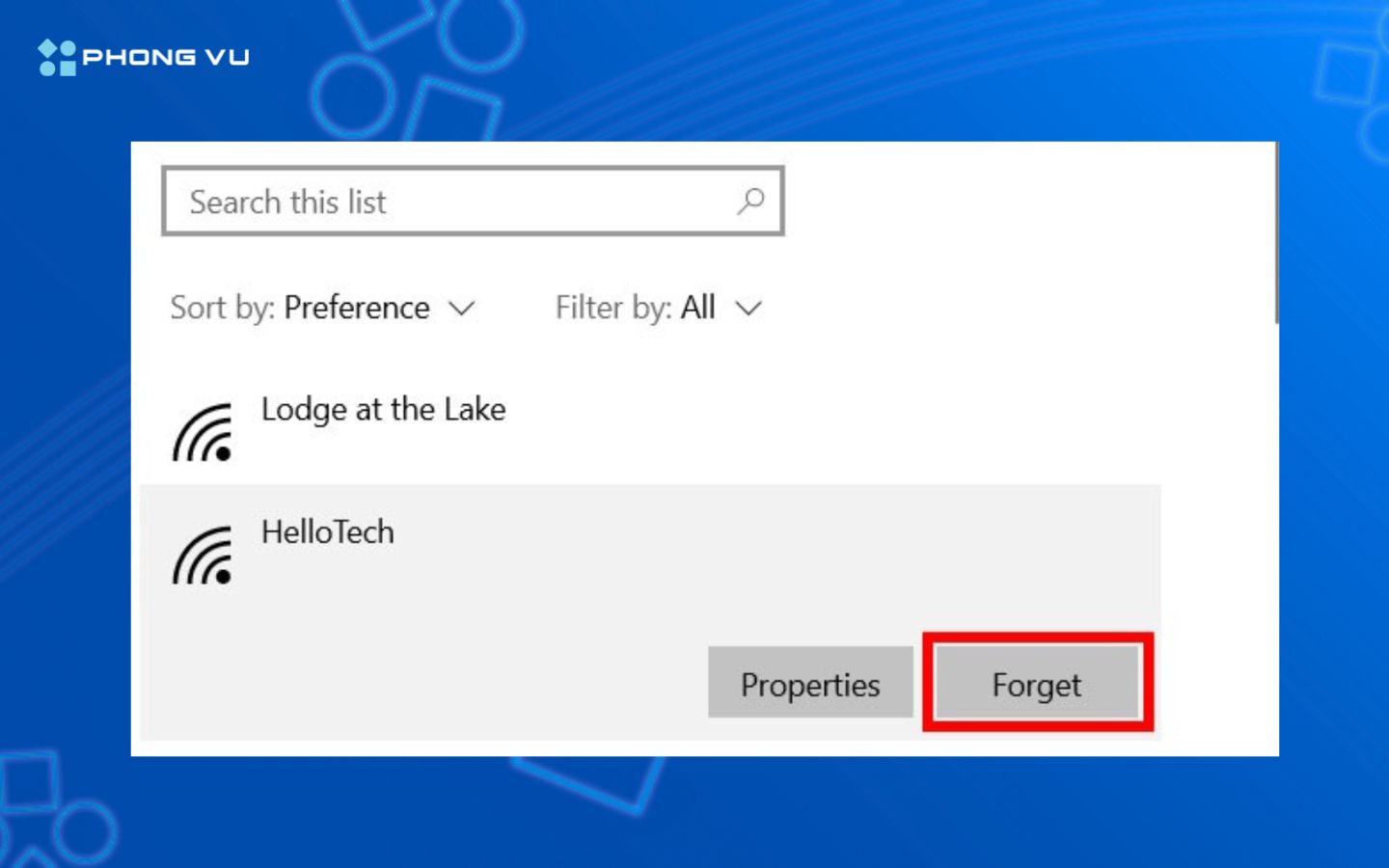Xóa mạng Wi-fi và kết nối lại