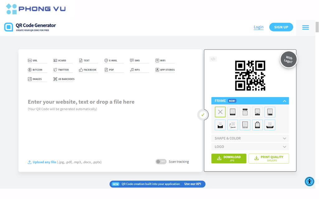 Truy cập website của qr-code generator.com