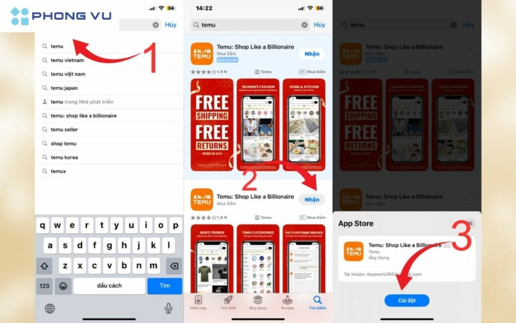 Để tải Temu và trải nghiệm mua hàng tiện lợi, bạn chỉ cần cài đặt app từ App Store