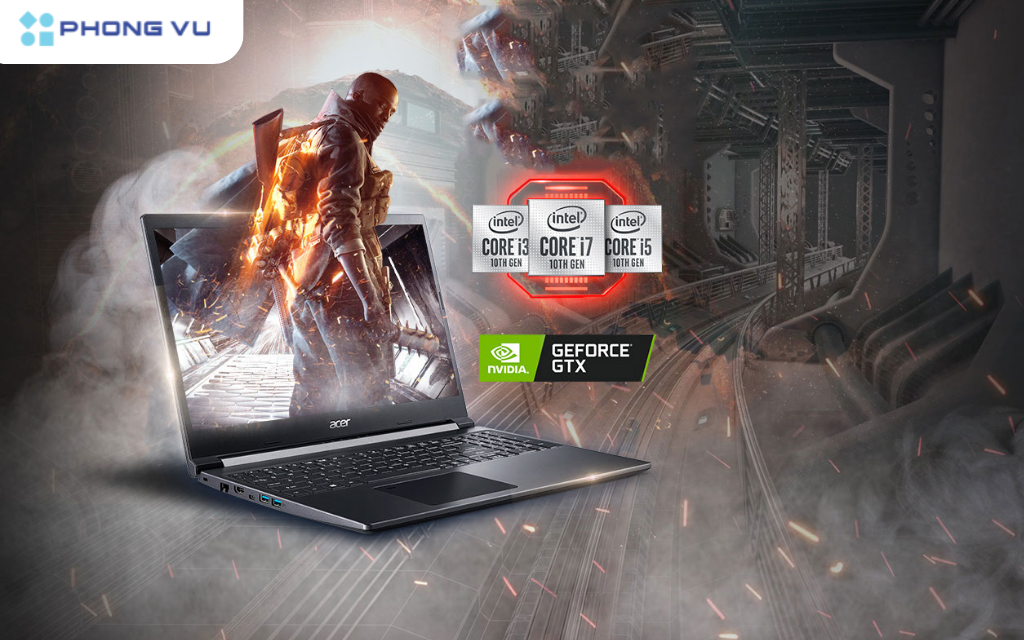 Acer Gaming Aspire 7 A715-76G-59MW mang đến hình ảnh sắc nét và sinh động 