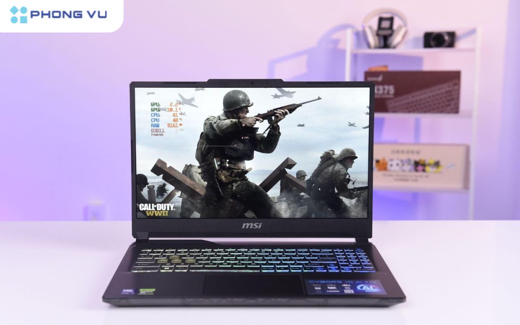 MSI Cyborg 15 AI A1VEK-053VN là lựa chọn laptop AI gaming đáng giá với thiết kế cyberpunk độc đáo, hiệu năng mạnh mẽ từ RTX 4050 và giá cả phải chăng