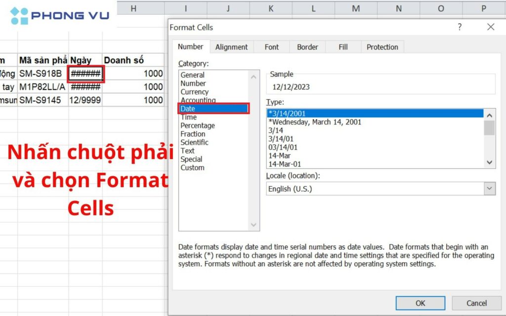 Kiểm tra định dạng ô trong Format Cells