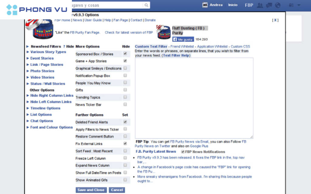 Nhấn vào ký hiệu của ứng dụng được tích hợp trên trang cá nhân Facebook để mở FB Purity