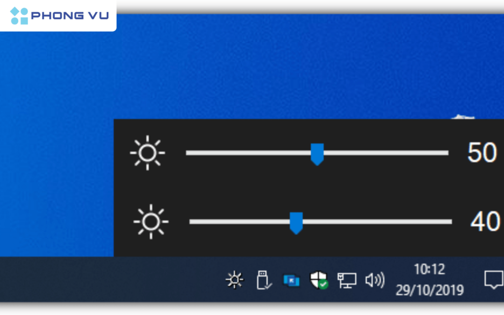 Tăng, giảm độ sáng màn hình bằng thanh trượt