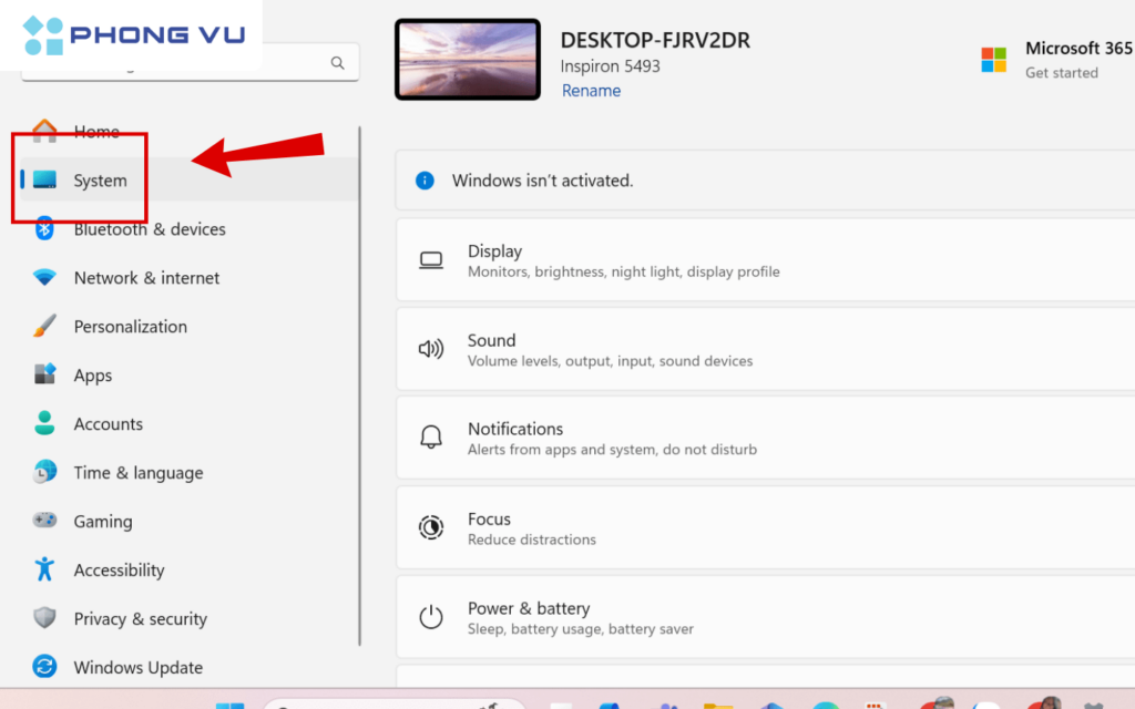 Nhấn tổ hợp phím Windows + I để truy cập vào Setting > Chọn System