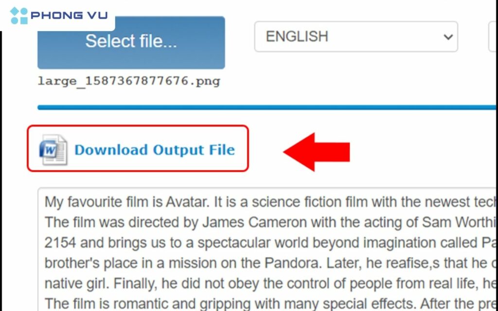 Nhấp vào "Download Output File"