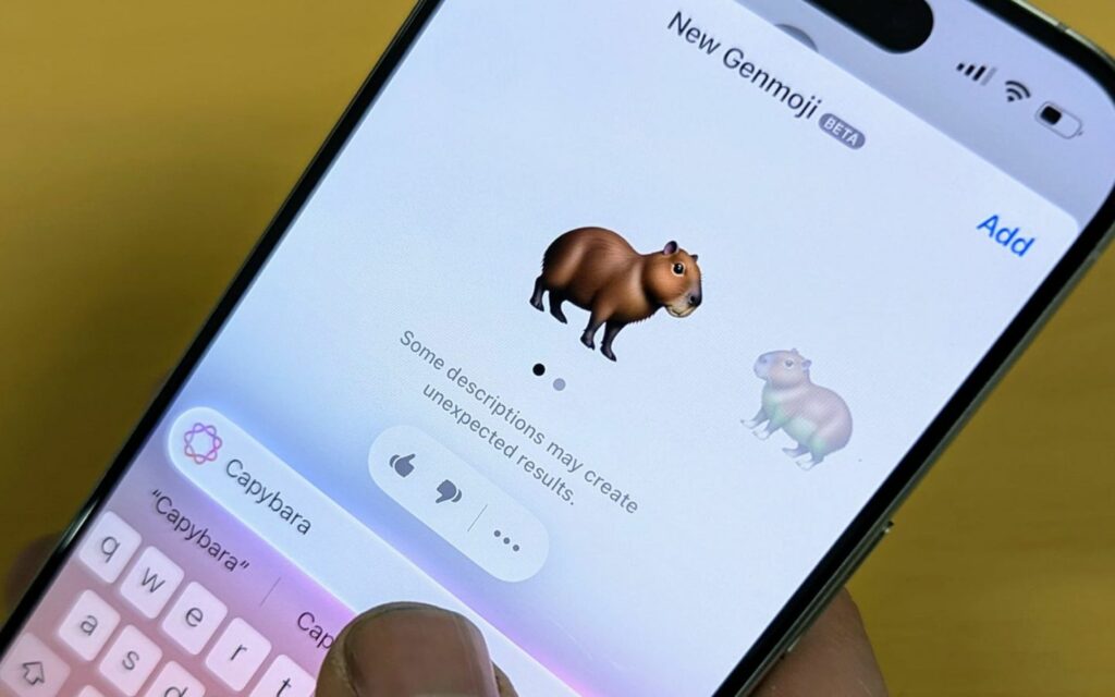 Trong quá trình tạo Genmoji bạn có thể lưu nhiều biến thể khác nhau
