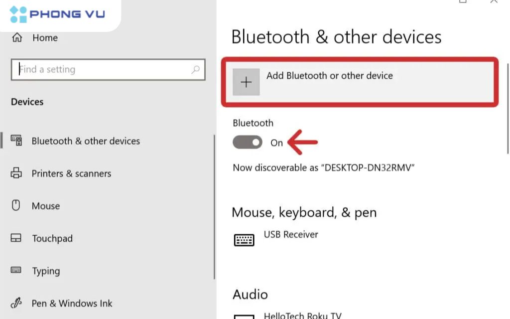 Chọn Add Bluetooth or other device
