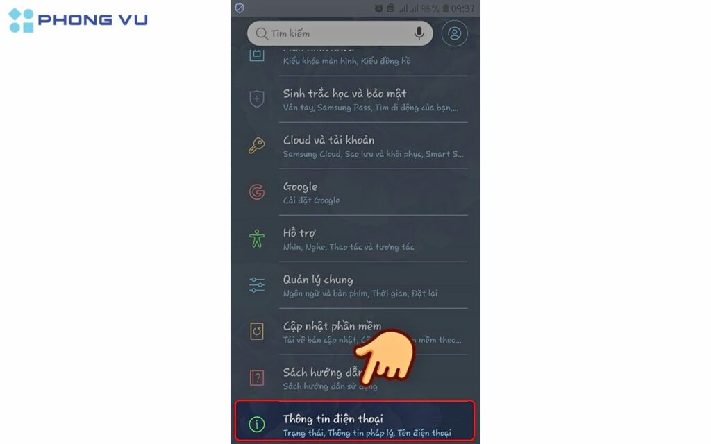 Nhấn chọn mục Thông tin điện thoại.