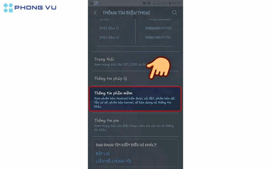 Chọn Thông tin phần mềm, sau đó nhấn chạm 5 lần vào Số hiệu bản tạo.