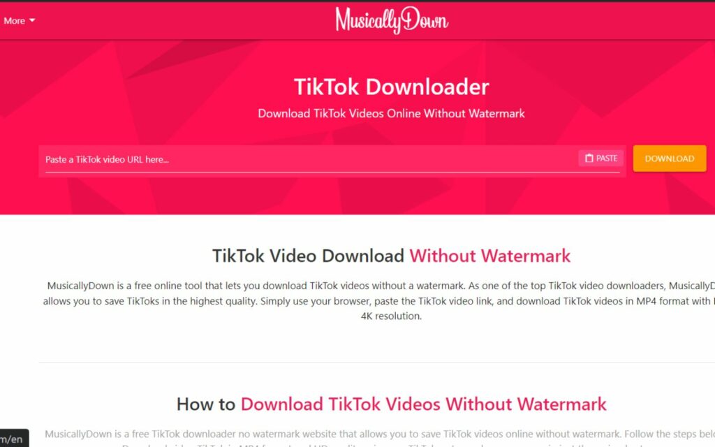 Sử dụng web MusallyDown để xóa logo TikTok online