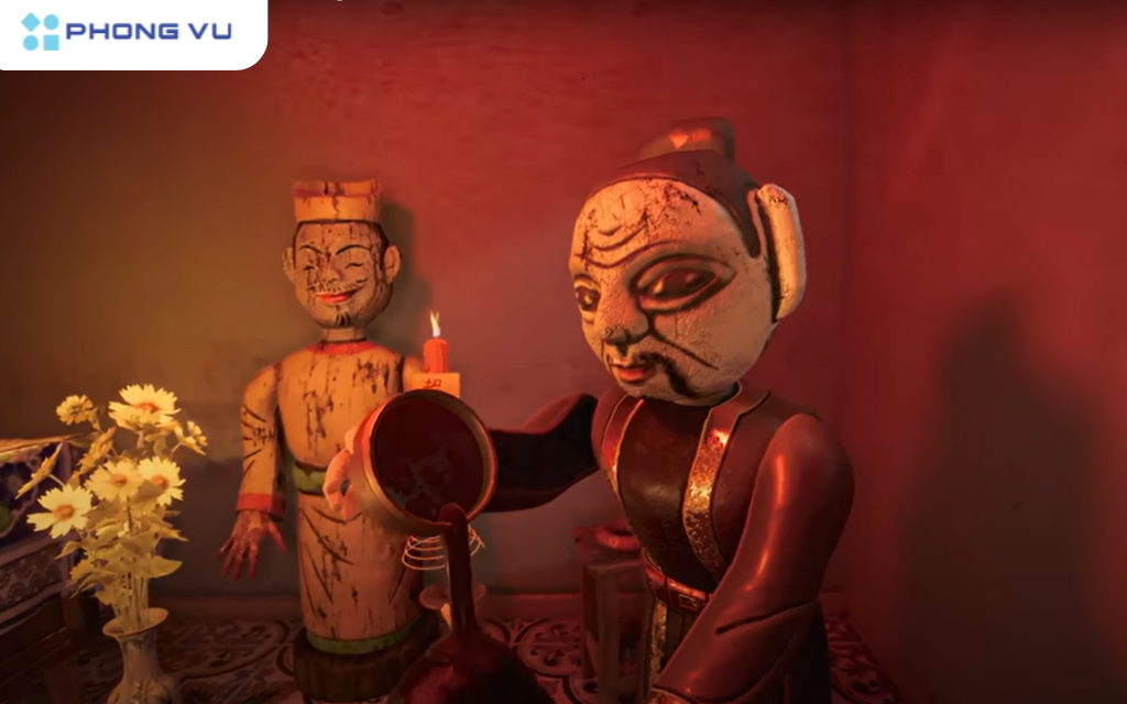 Giải thích cốt truyện game Tai Ương - Chung cư ma ám 14 Lợi Danh thực hiện lễ đánh dấu máu lên Huyên dưới hình thức lễ giải hạn, nhằm hồi sinh ác thần Tài Ương