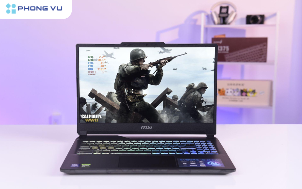 Laptop gaming MSI Cyborg 15 AI A1VEK-053VN mỏng nhẹ, hiệu năng mạnh mẽ với RTX 4050 và AI độc đáo, thiết kế hiện đại