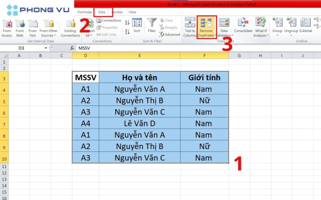 Chọn Remove Duplicates