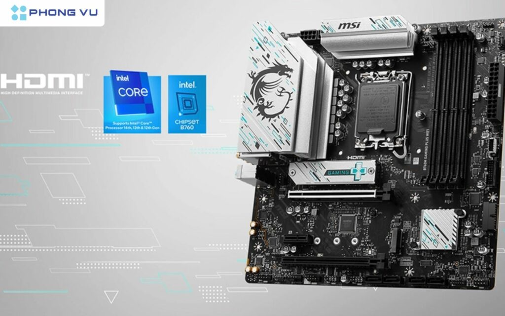 Được thiết kế với khả năng hỗ trợ RAM DDR5 và tích hợp kết nối Wi-Fi, B760M GAMING PLUS mang đến khả năng ép xung RAM và hiệu suất mạnh mẽ, phù hợp cho cấu hình chơi game tầm trung.