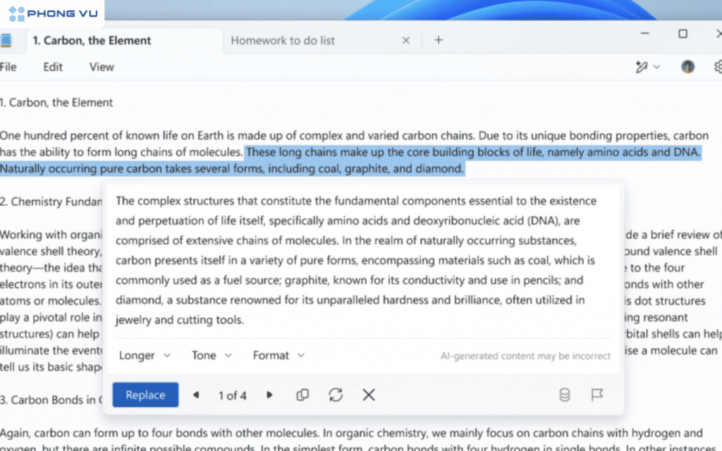 Notepad được tích hợp AI để sửa lỗi chính tả và điều chỉnh văn phong