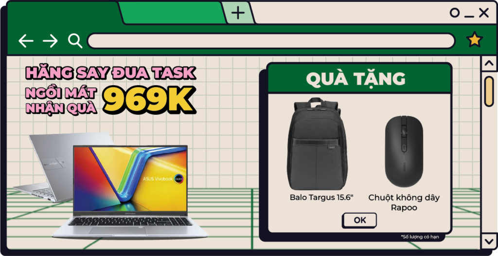 Bộ quà tặng cho laptop ASUS Văn Phòng Intel Core i3/i5/i7/i9 và AMD Ryzen 5/Ryzen 7