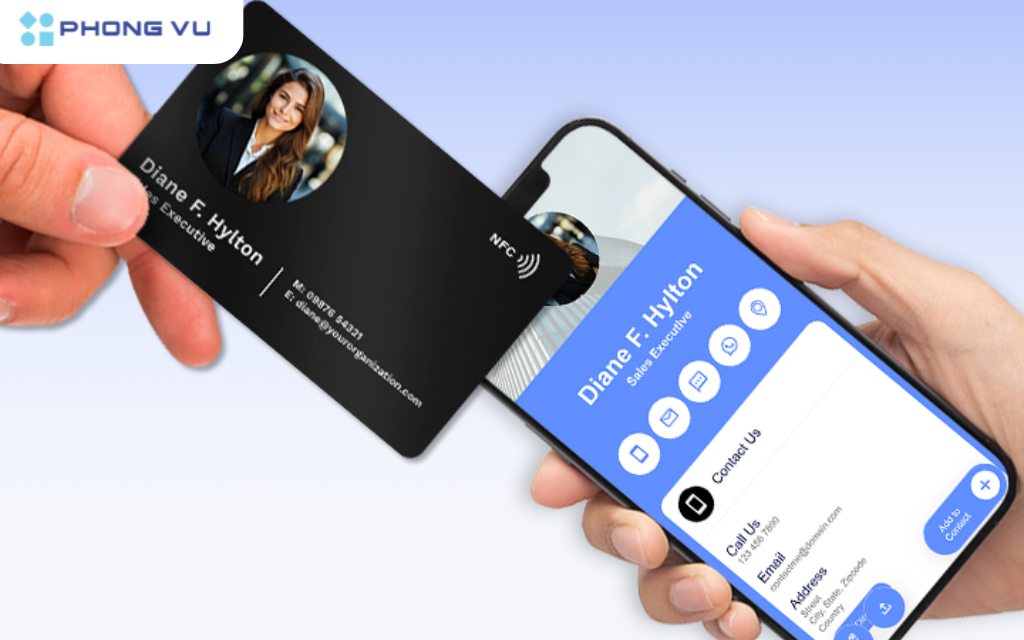 Thẻ NFC cũng có thể được sử dụng như danh thiếp ảo, chứa thông tin liên lạc, mạng xã hội và liên kết trang web