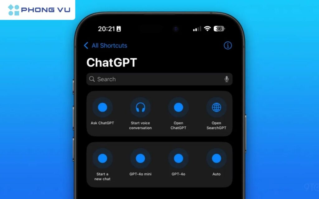 Tích hợp tiện ích mở rộng SearchGPT vào Apple Shortcuts
